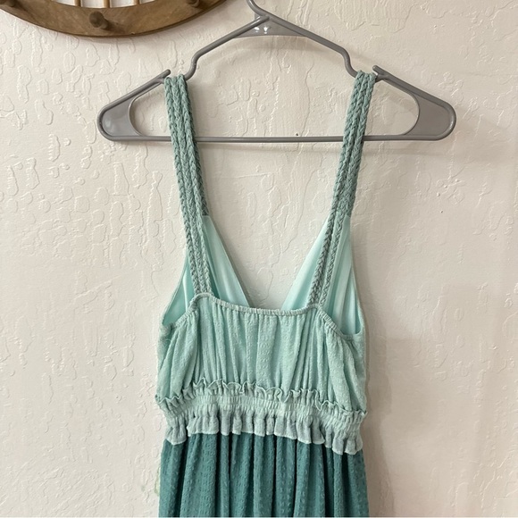 Slate & Willow Blue Tiered Swiss Dot Braided Tank V Neck Maxi Dress Size Medium - Picture 8 of 9